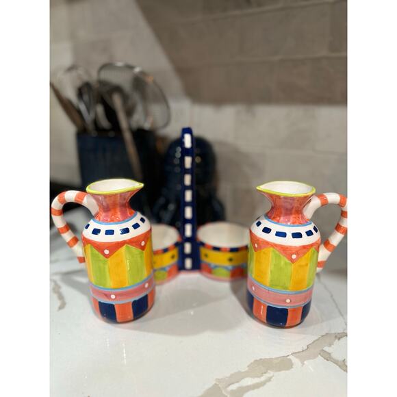 Ganz BELLA CASA Oil Vinegar Cruet with Holder Kitchen Accessories - Picture 4 of 4